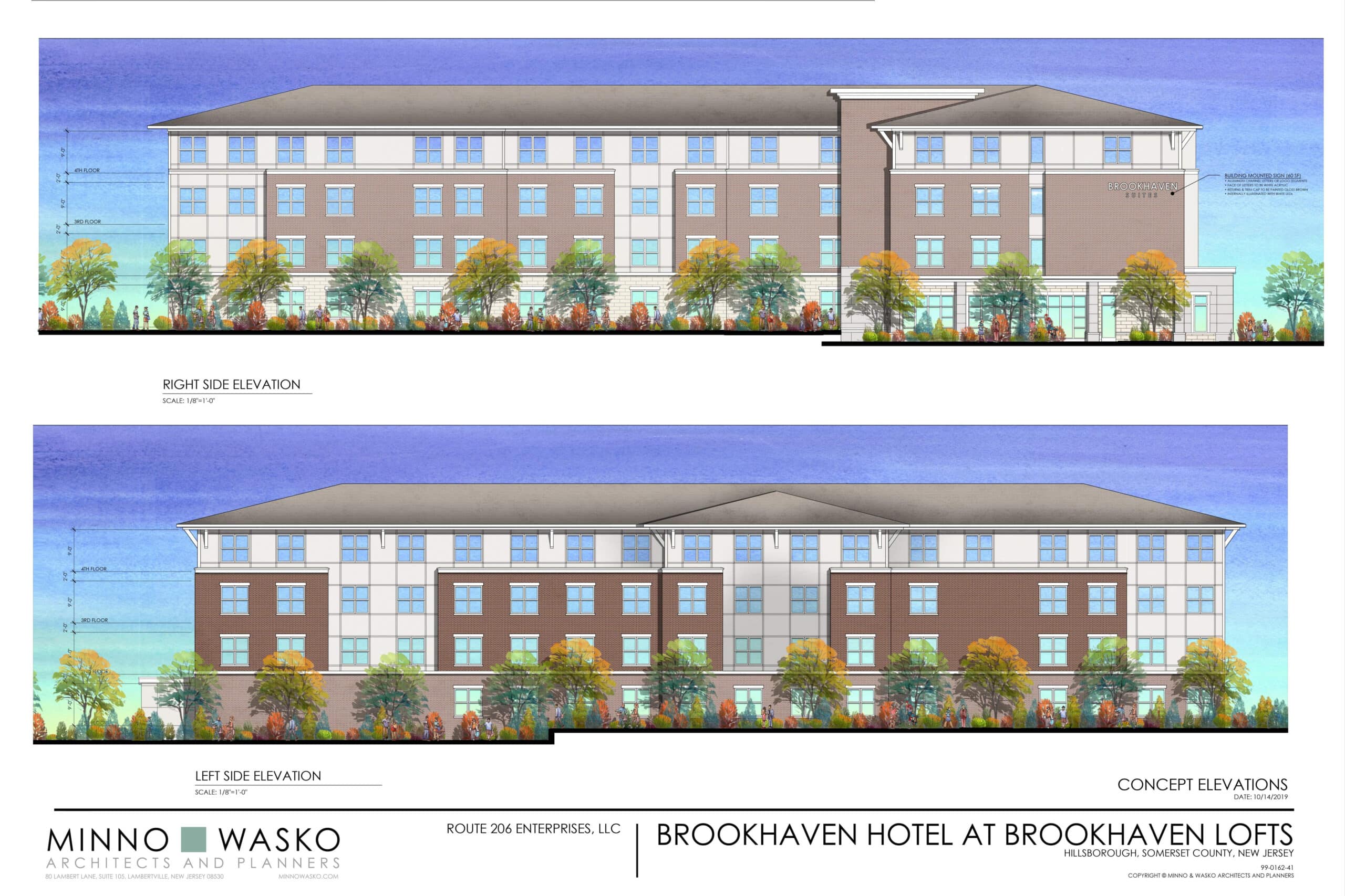 Two renderings of a new apartment building.