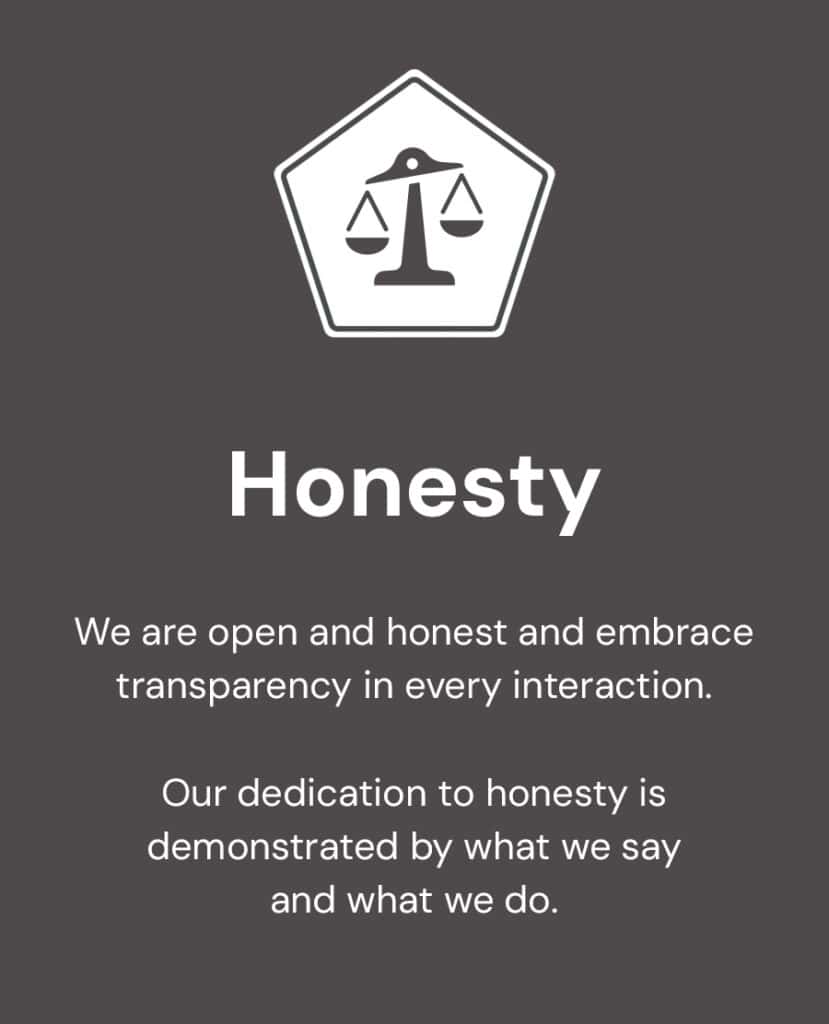 Honesty open honest and embrace transparency in every interaction.